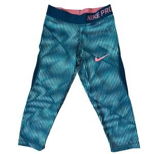 Nike Girls 6 Purple Hypercool Pro Capri Leggings Tie Dye Athletic Sport Gym
